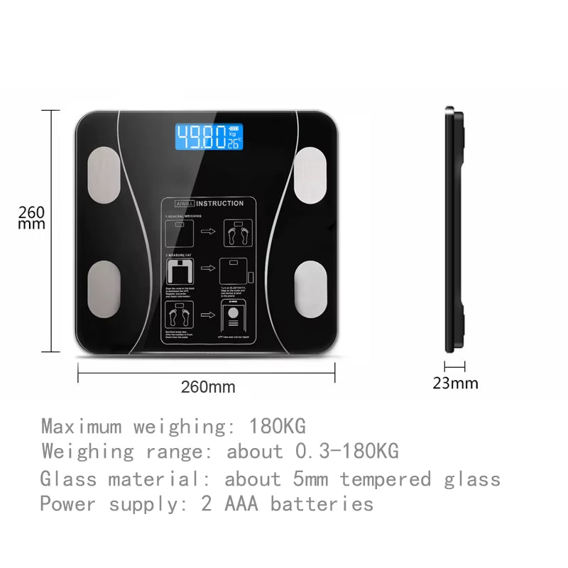 Body Fat Scale Smart Wireless Digital Bathroom Weight Scale Body Composition Analyzer with Smartphone App Bluetooth-Compatible