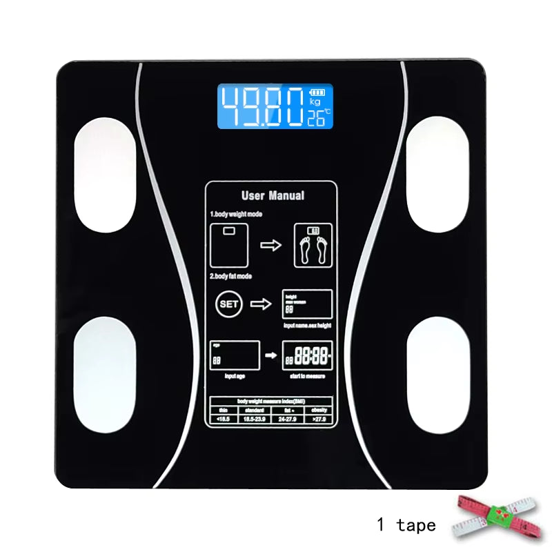 Body Fat Scale Smart Wireless Digital Bathroom Weight Scale Body Composition Analyzer with Smartphone App Bluetooth-Compatible