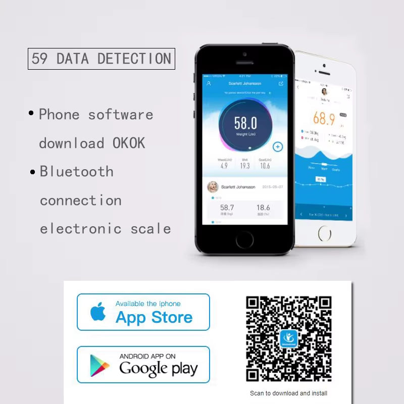 Body Fat Scale Smart Wireless Digital Bathroom Weight Scale Body Composition Analyzer with Smartphone App Bluetooth-Compatible