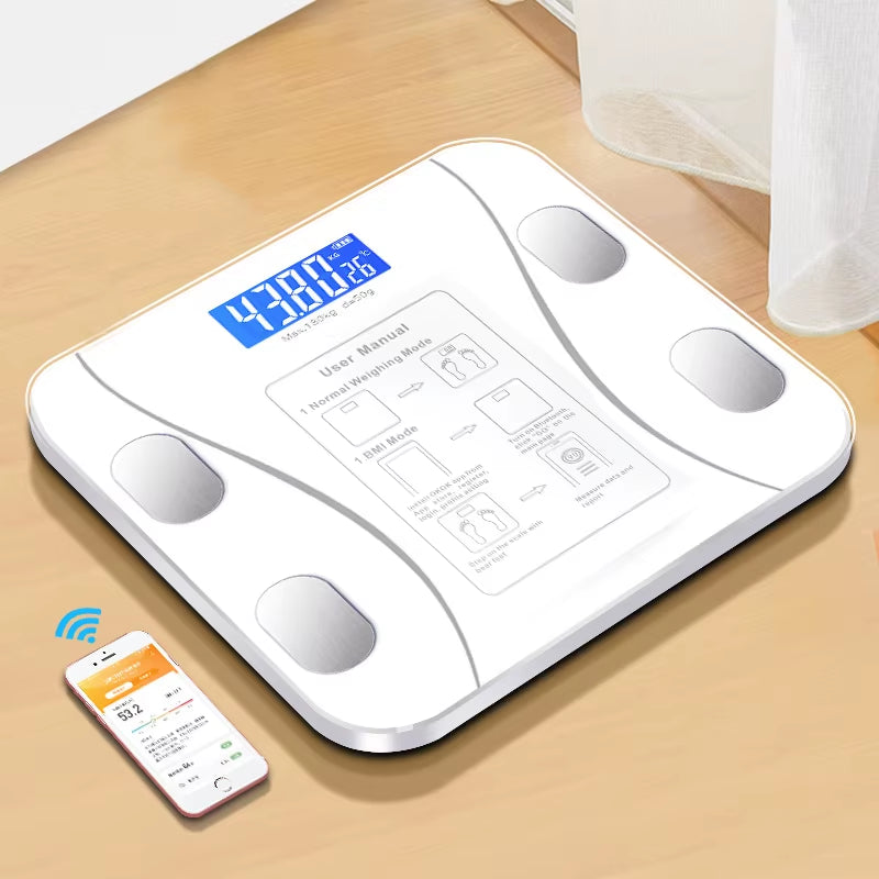 Body Fat Scale Smart Wireless Digital Bathroom Weight Scale Body Composition Analyzer with Smartphone App Bluetooth-Compatible