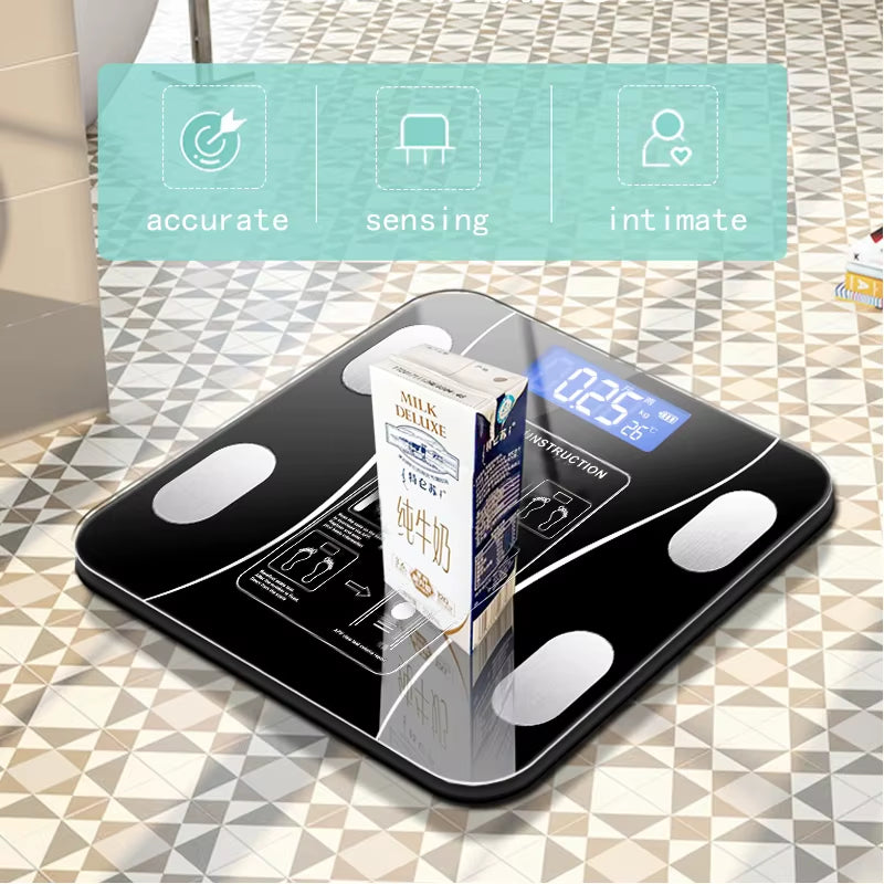 Body Fat Scale Smart Wireless Digital Bathroom Weight Scale Body Composition Analyzer with Smartphone App Bluetooth-Compatible