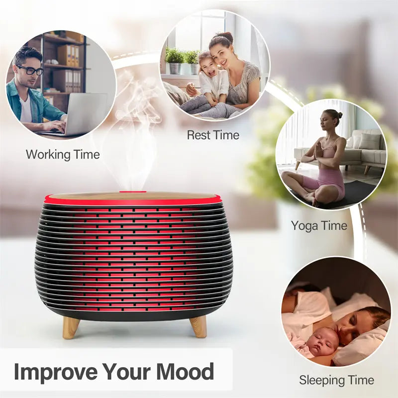 Diffuserlove Essential Oil Diffusers 400ML Aromatherapy Air Diffuser for Home Bedroom Office Room Aroma Diffuser with 7 Color Lights Intermittent Mist Mode